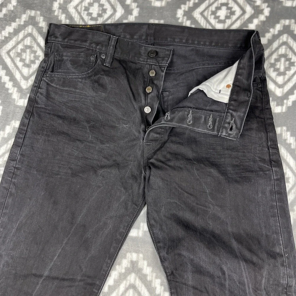 Levis 501 Jeans Men‎ 36x32 Black Straight Leg Rocker Denim Grunge Distressed
